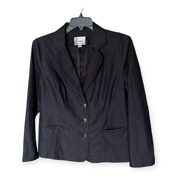 Linea by Louis Dell'Olio Dark Blue Denim Blazer with Button Detail Size Large - Picture 1 of 11